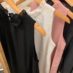 Ruffle Neckline Top in White